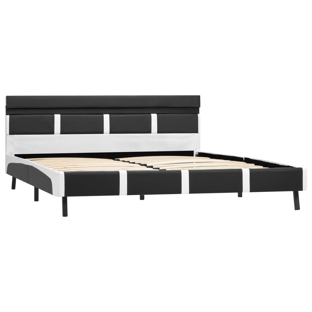 Bettgestell mit LED Grau Kunstleder 160×200 cm