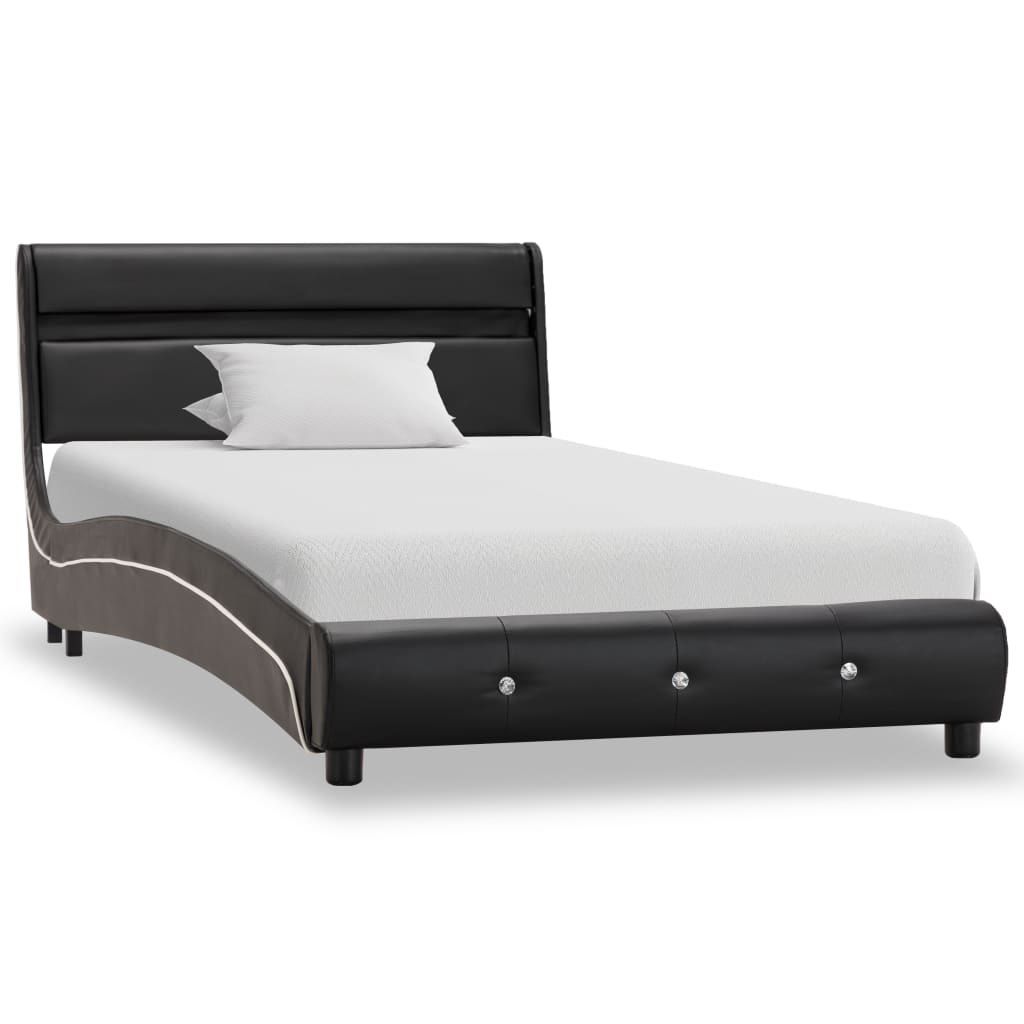 Bettgestell mit LED Schwarz Kunstleder 90x200 cm