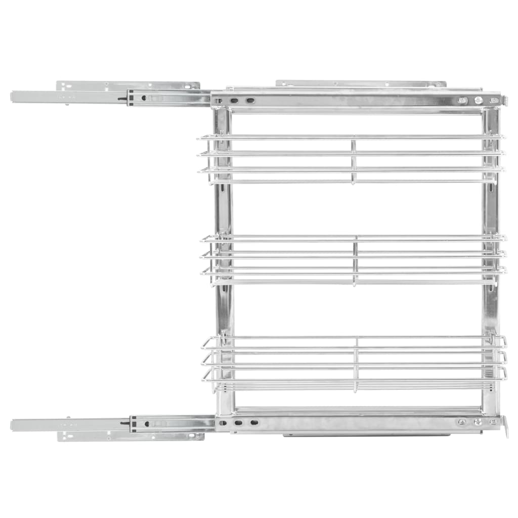 3-stufiger Küchen-Drahtkorb Ausziehbar Silbern 47x15,5x55,5 cm