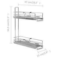 Thumbnail for 2-stufiger Ausziehbarer Küchen-Drahtkorb Silbern 47x15x54,5 cm