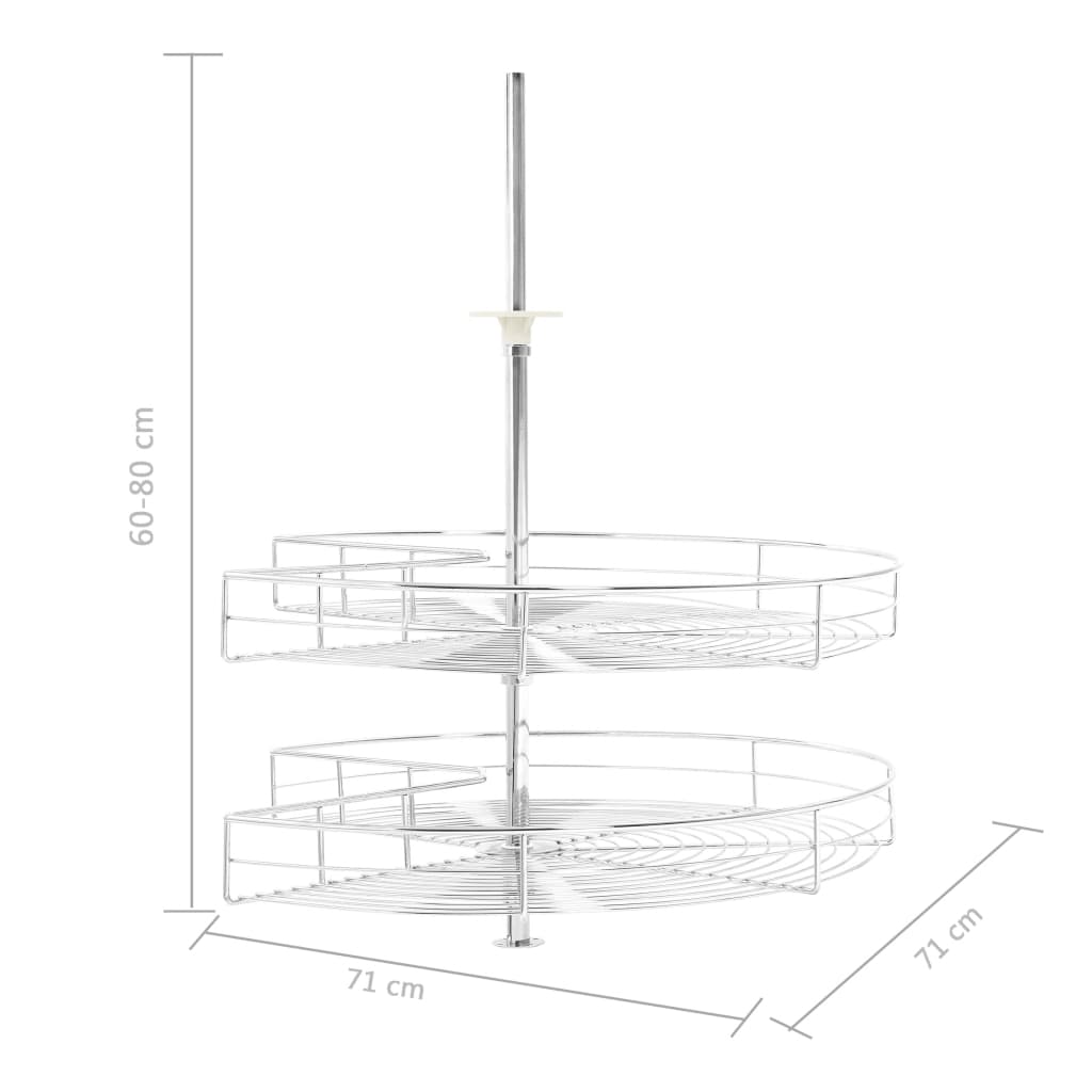 2-stufiger Küchen-Drahtkorb Silbern 270 Grad 71x71x80 cm