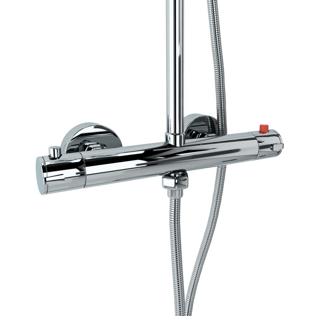 Doppelkopf-Duschset mit Thermostat Edelstahl