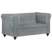 Thumbnail for Chesterfield-Sofa 2-Sitzer Grau Echtleder