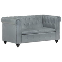 Thumbnail for Chesterfield-Sofa 2-Sitzer Grau Echtleder