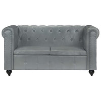 Thumbnail for Chesterfield-Sofa 2-Sitzer Grau Echtleder