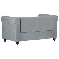 Thumbnail for Chesterfield-Sofa 2-Sitzer Grau Echtleder