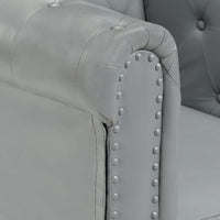 Thumbnail for Chesterfield-Sofa 2-Sitzer Grau Echtleder
