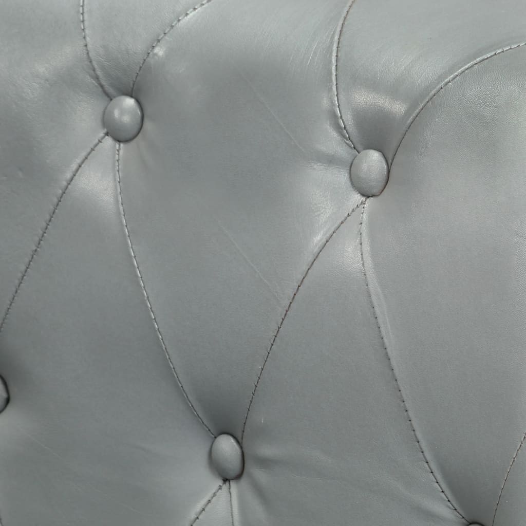 Chesterfield-Sofa 2-Sitzer Grau Echtleder