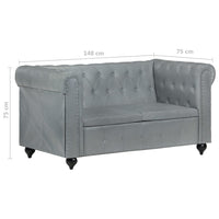 Thumbnail for Chesterfield-Sofa 2-Sitzer Grau Echtleder
