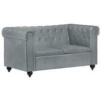 Thumbnail for Chesterfield-Sofa 2-Sitzer Grau Echtleder