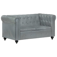 Thumbnail for Chesterfield-Sofa 2-Sitzer Grau Echtleder