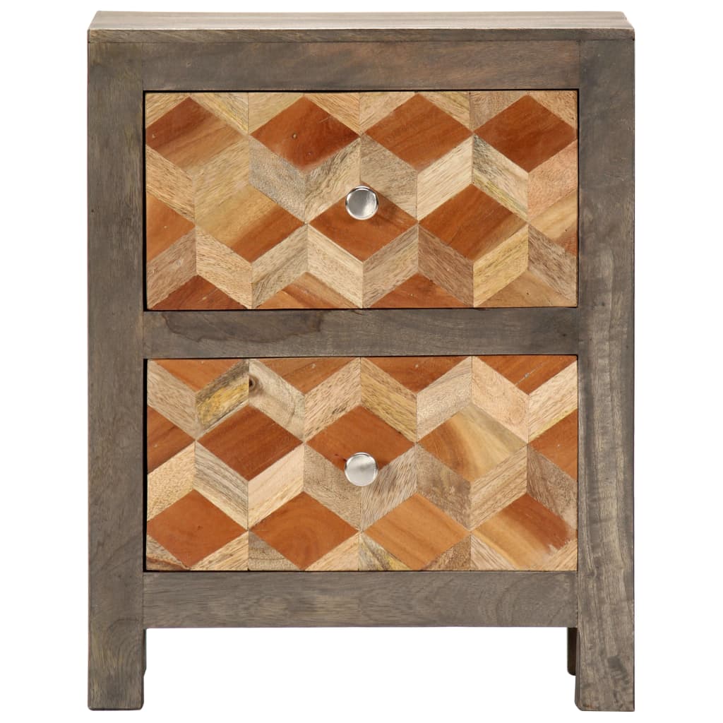 Nachttisch Grau 40 x 30 x 50 cm Massivholz Mango