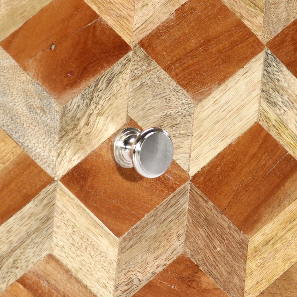 Nachttisch Grau 40 x 30 x 50 cm Massivholz Mango
