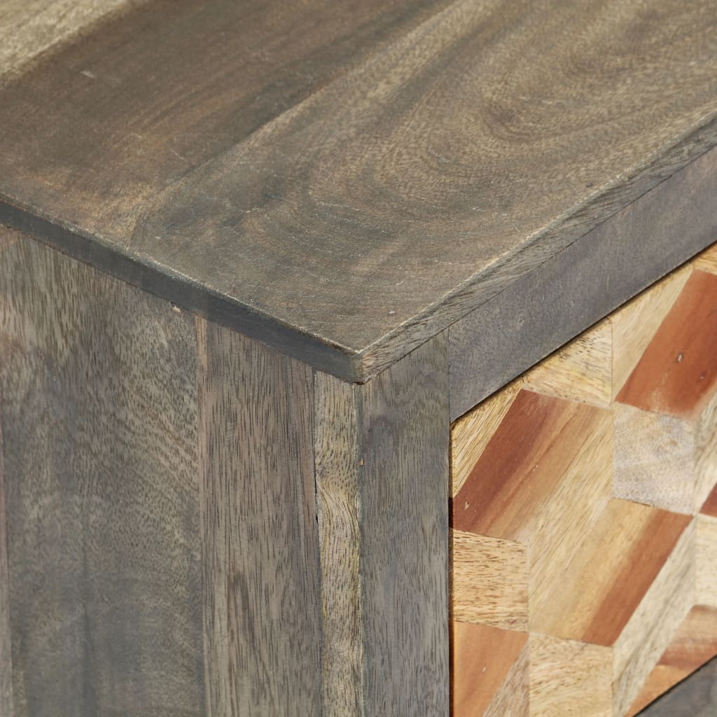 Nachttisch Grau 40 x 30 x 50 cm Massivholz Mango