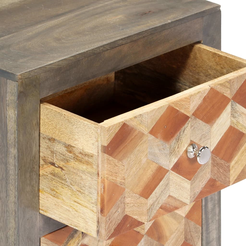 Nachttisch Grau 40 x 30 x 50 cm Massivholz Mango