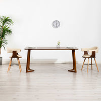 Thumbnail for Esszimmerstühle 2 Stk. Cremeweiß Kunstleder und Bugholz