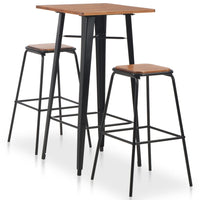 Thumbnail for 3-teiliges Bar-Set Stahl Schwarz Braun