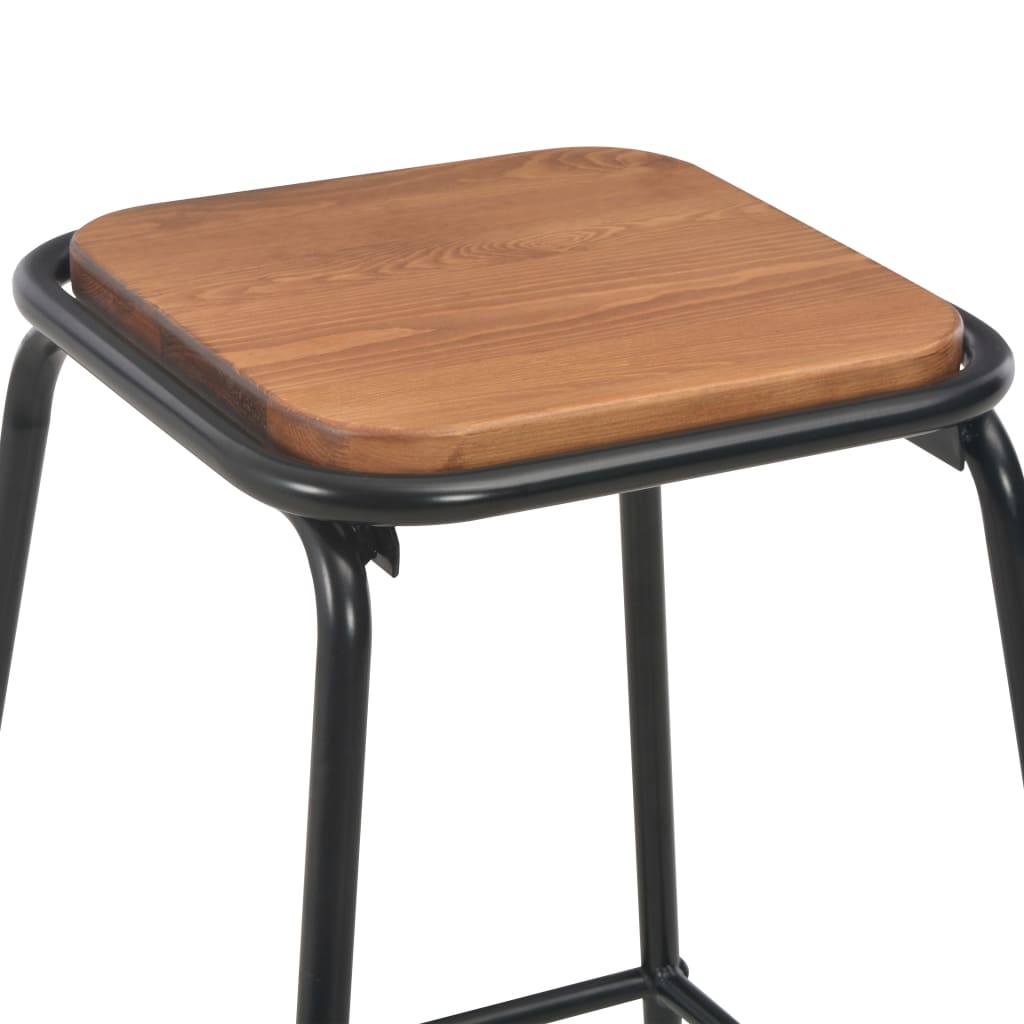 3-teiliges Bar-Set Stahl Schwarz Braun