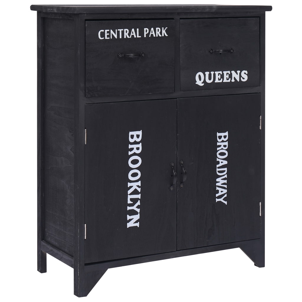 Beistellschrank Schwarz 60 × 30 × 75 cm Paulownia Holz