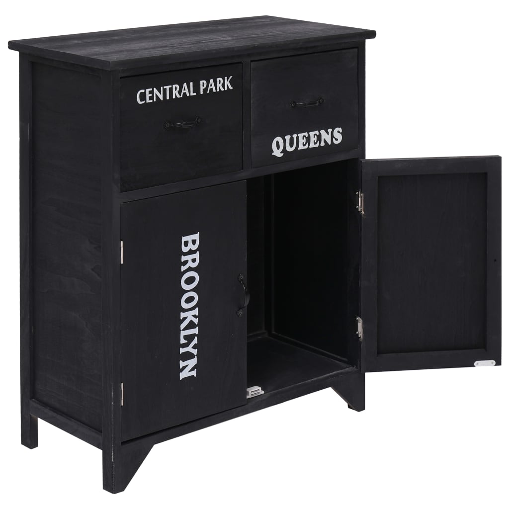 Beistellschrank Schwarz 60 × 30 × 75 cm Paulownia Holz