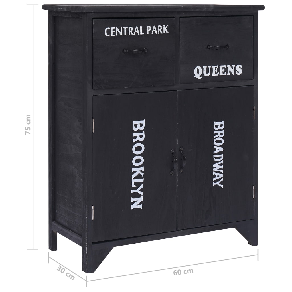 Beistellschrank Schwarz 60 × 30 × 75 cm Paulownia Holz