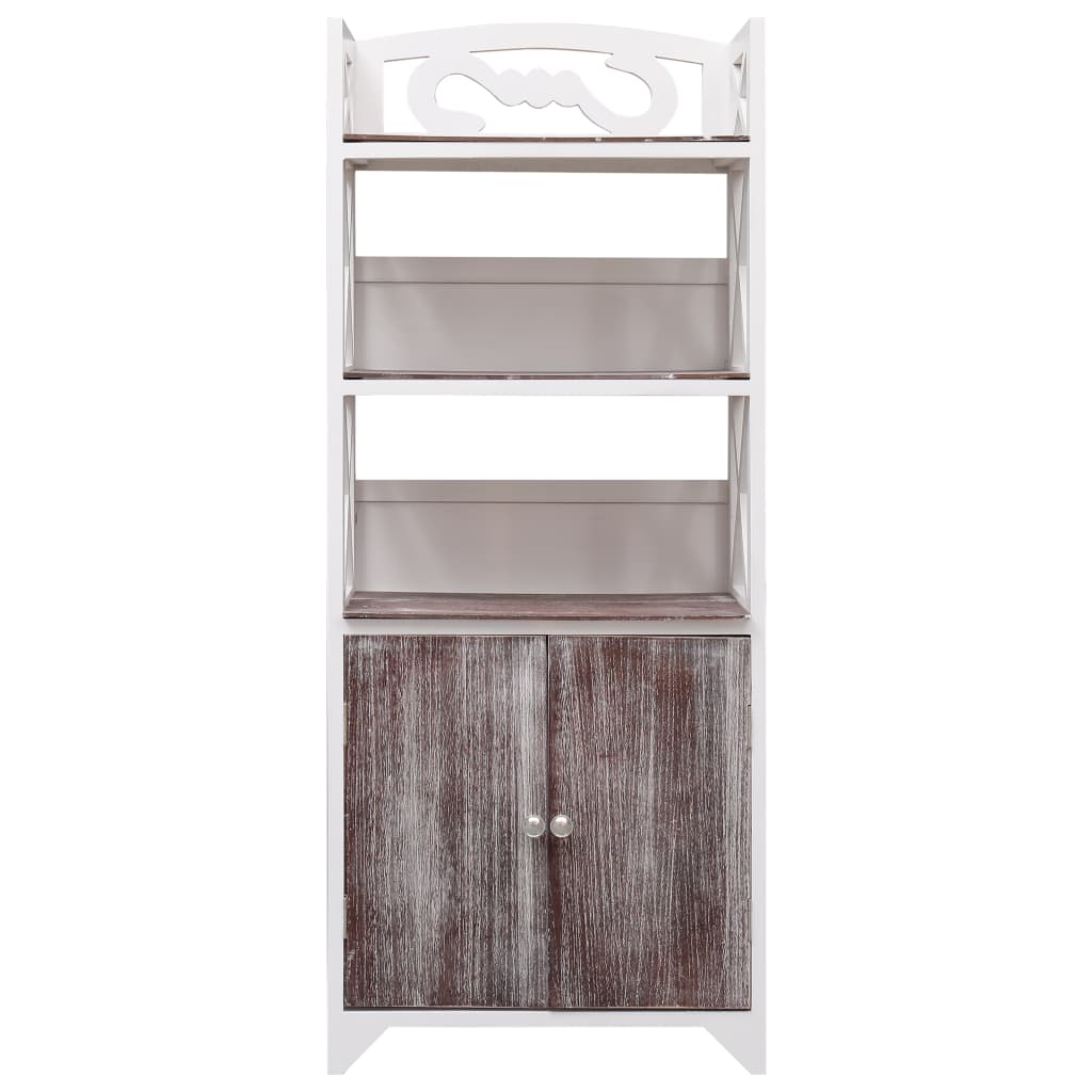 Badezimmerschrank Weiß und Braun 46x24x116 cm Paulownia Holz