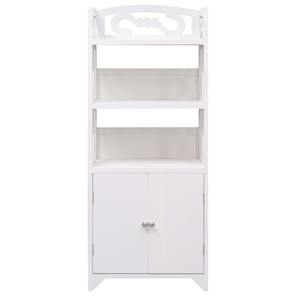 Badezimmerschrank Weiß 46x24x116 cm Paulownia Holz