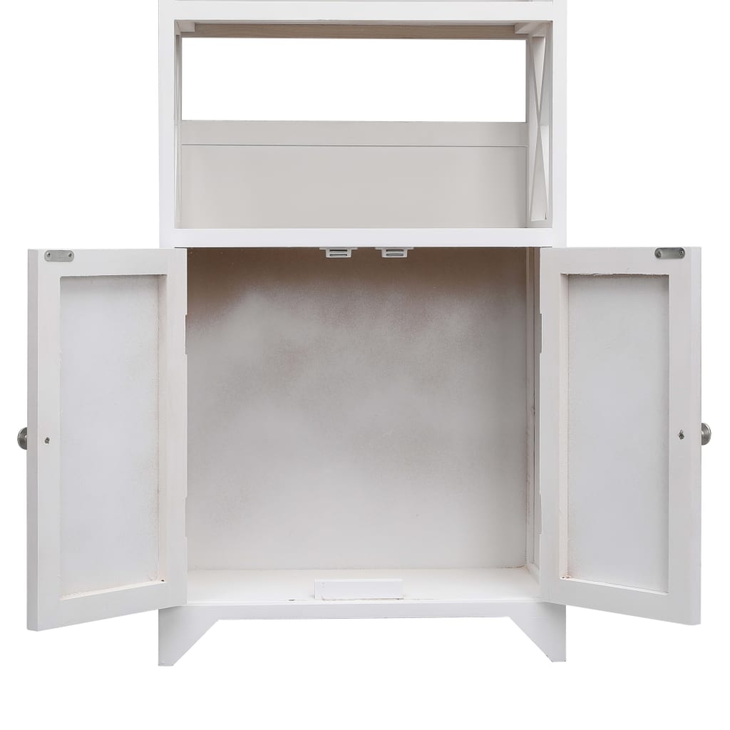 Badezimmerschrank Weiß 46x24x116 cm Paulownia Holz