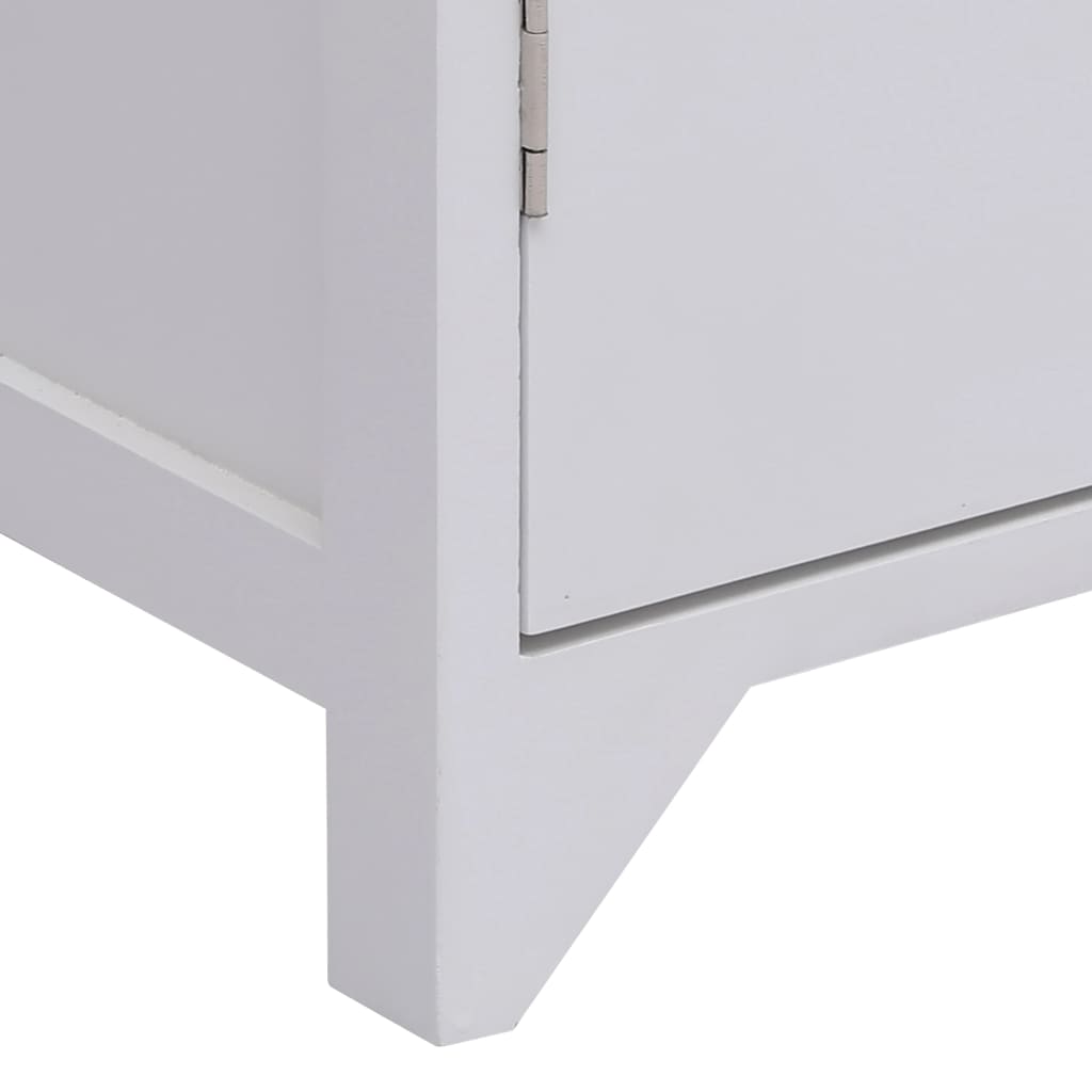 Badezimmerschrank Weiß 46x24x116 cm Paulownia Holz