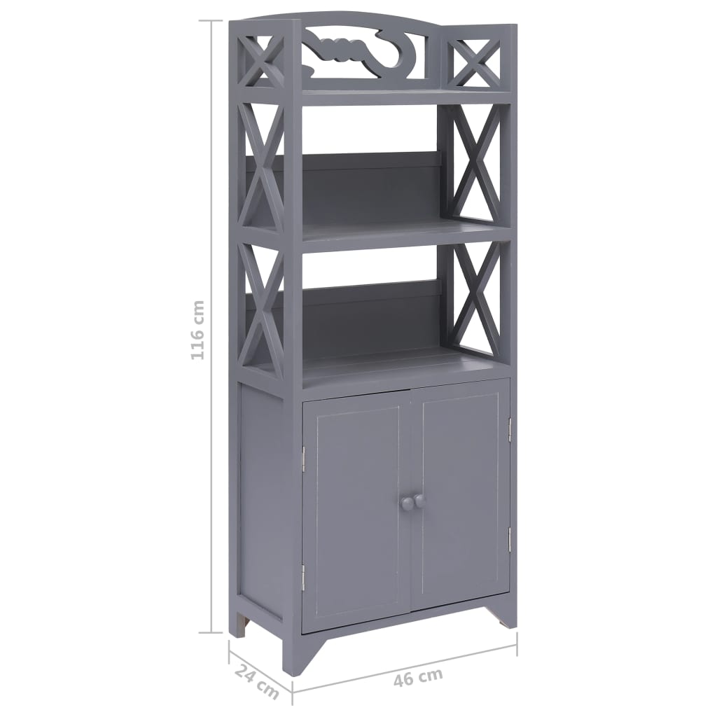 Badezimmerschrank Grau 46x24x116 cm Paulownia Holz