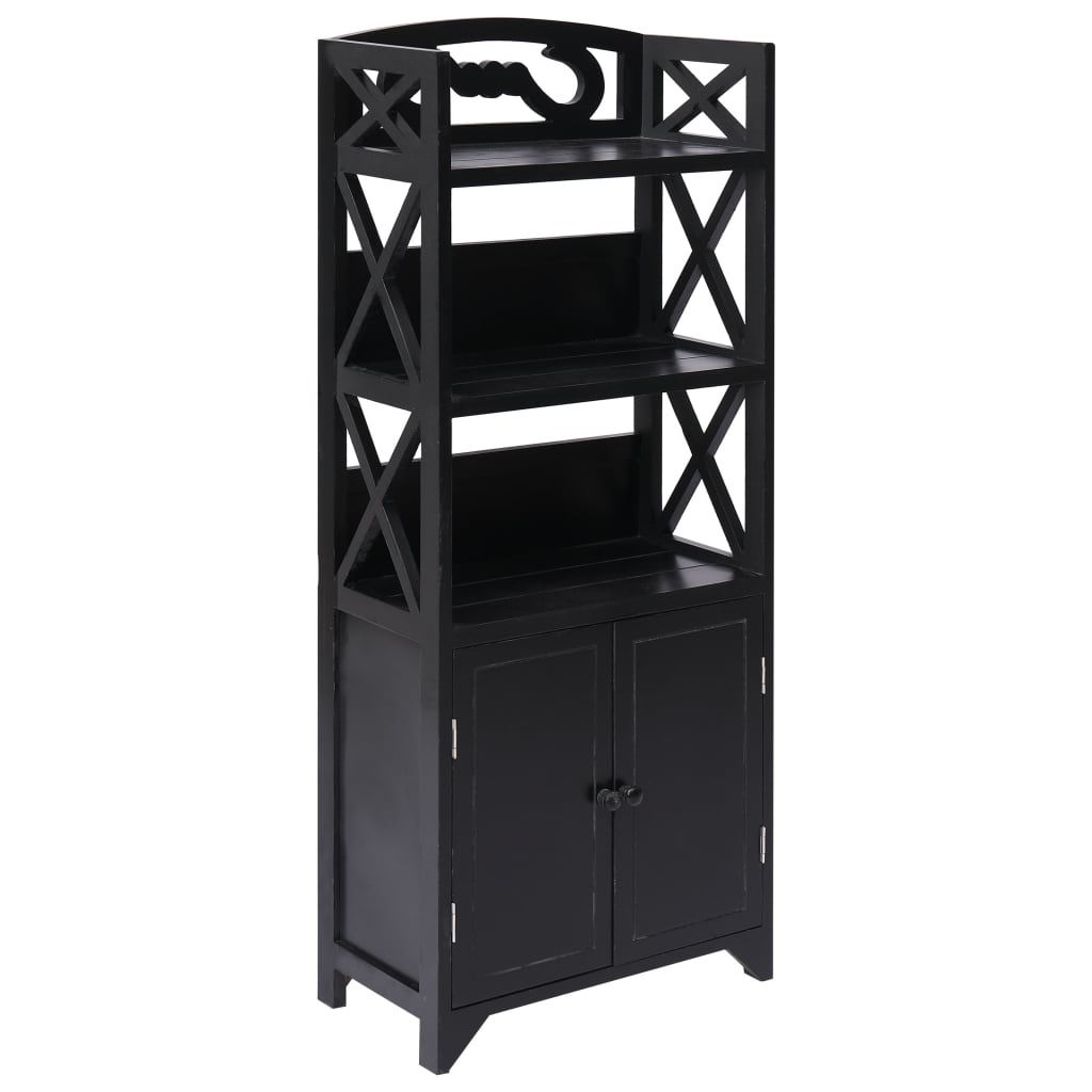 Badezimmerschrank Schwarz 46x24x116 cm Paulownia Holz
