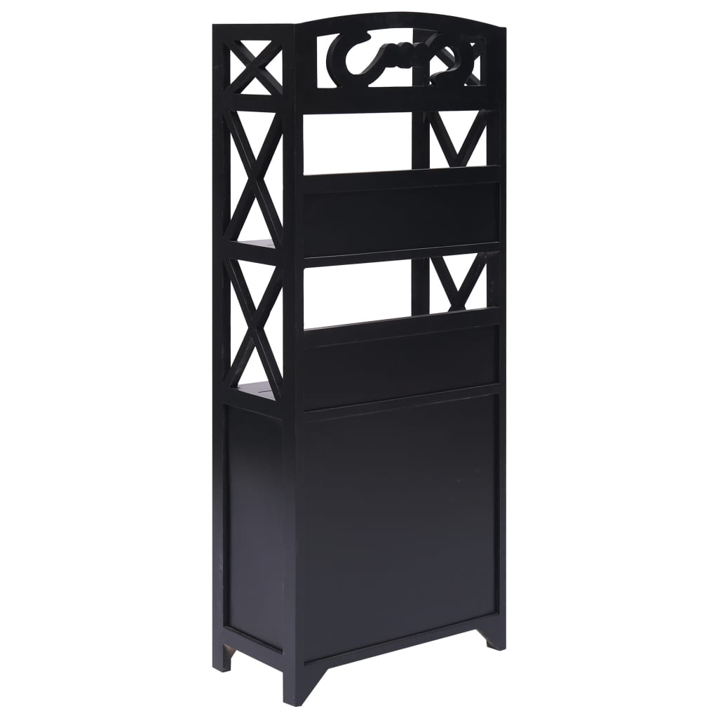Badezimmerschrank Schwarz 46x24x116 cm Paulownia Holz