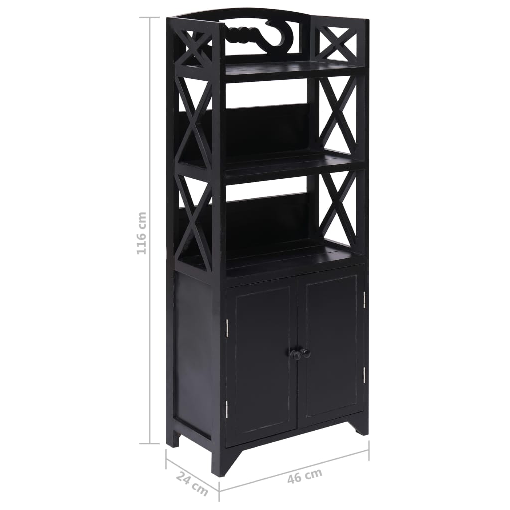 Badezimmerschrank Schwarz 46x24x116 cm Paulownia Holz