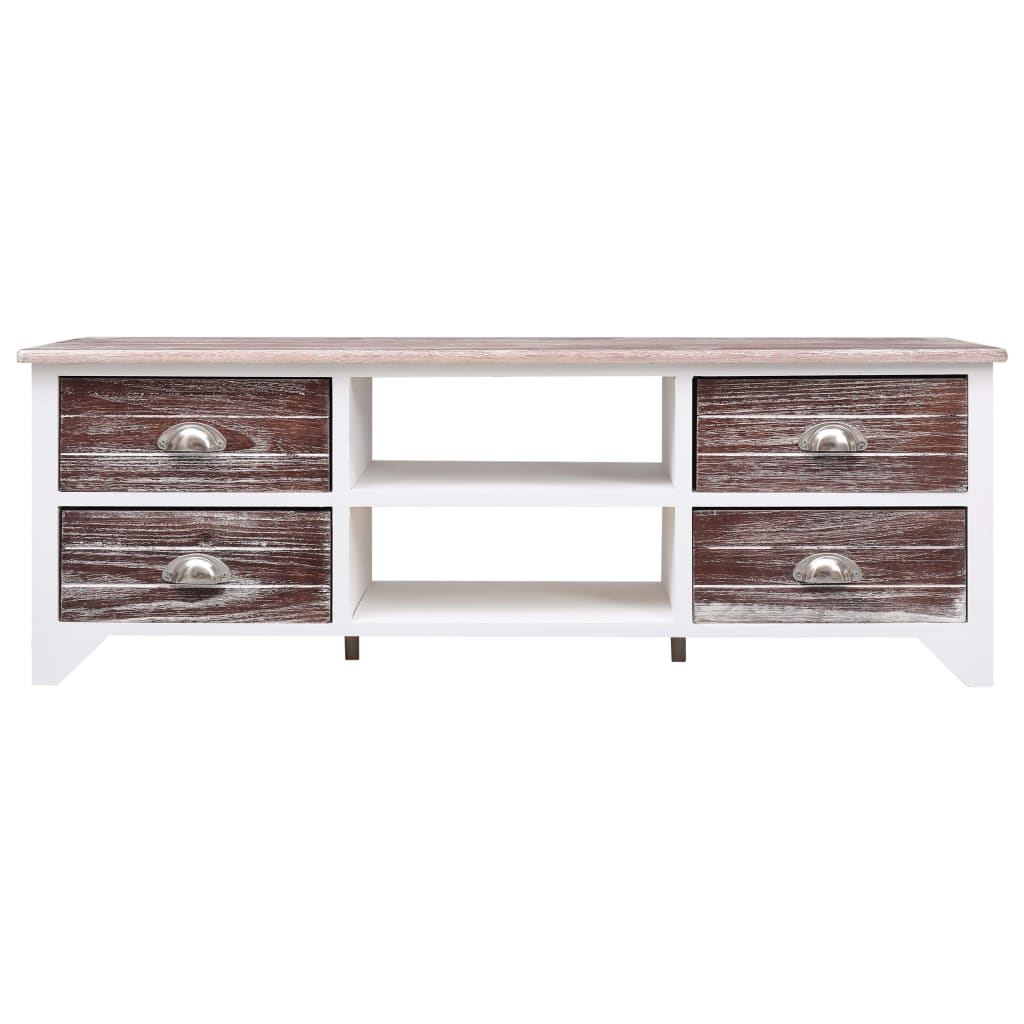 TV-Schrank Weiß und Braun 115x30x40 cm Paulownia Holz