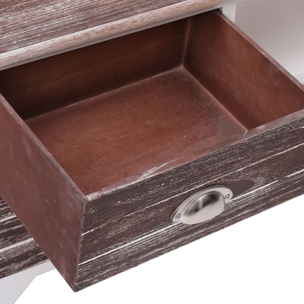TV-Schrank Weiß und Braun 115x30x40 cm Paulownia Holz