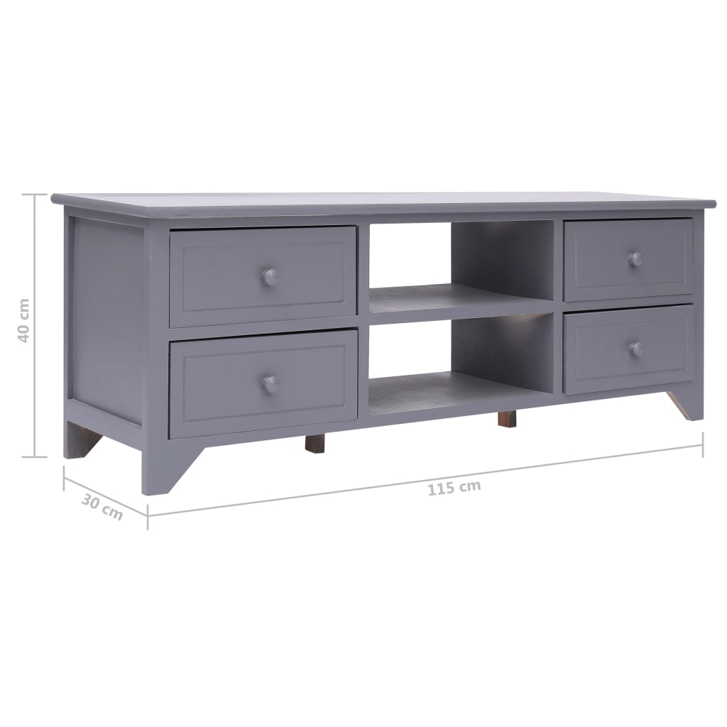 TV-Schrank Grau 115x30x40 cm Paulownia Holz