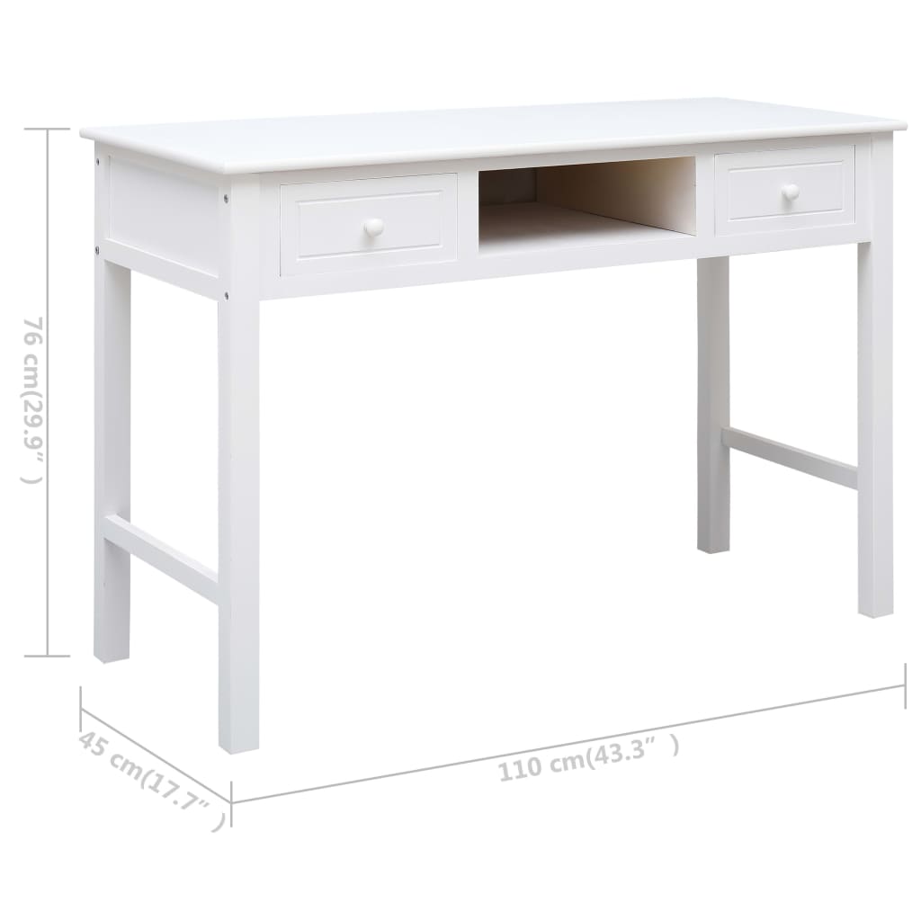 Schreibtisch Weiß 110×45×76 cm Holz