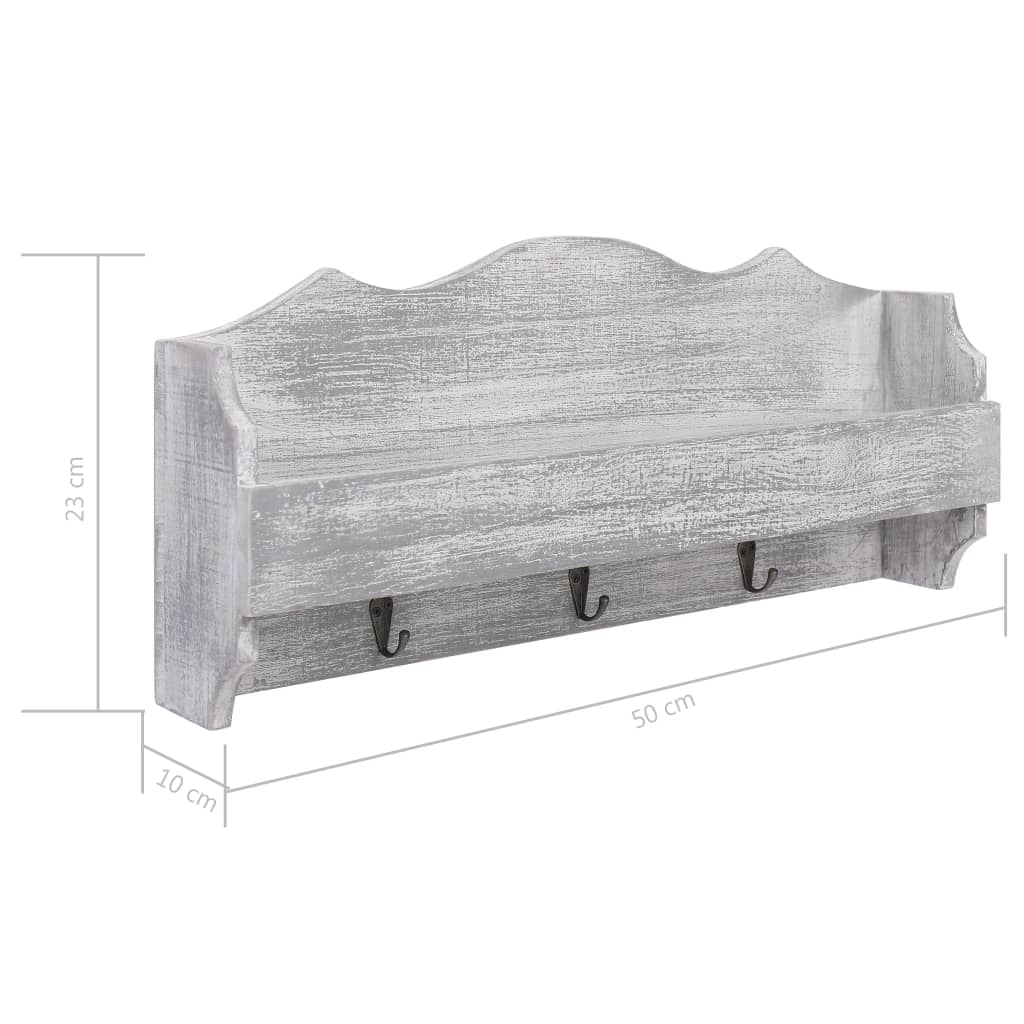 Wandgarderobe Grau 50×10×23 cm Holz