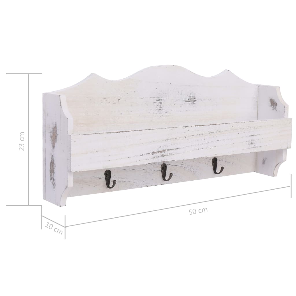 284231 vidaXL Wall Mounted Coat Rack White 50x10x23 cm Wood