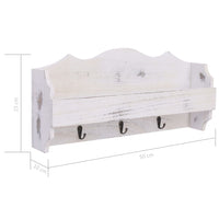 Thumbnail for 284231 vidaXL Wall Mounted Coat Rack White 50x10x23 cm Wood