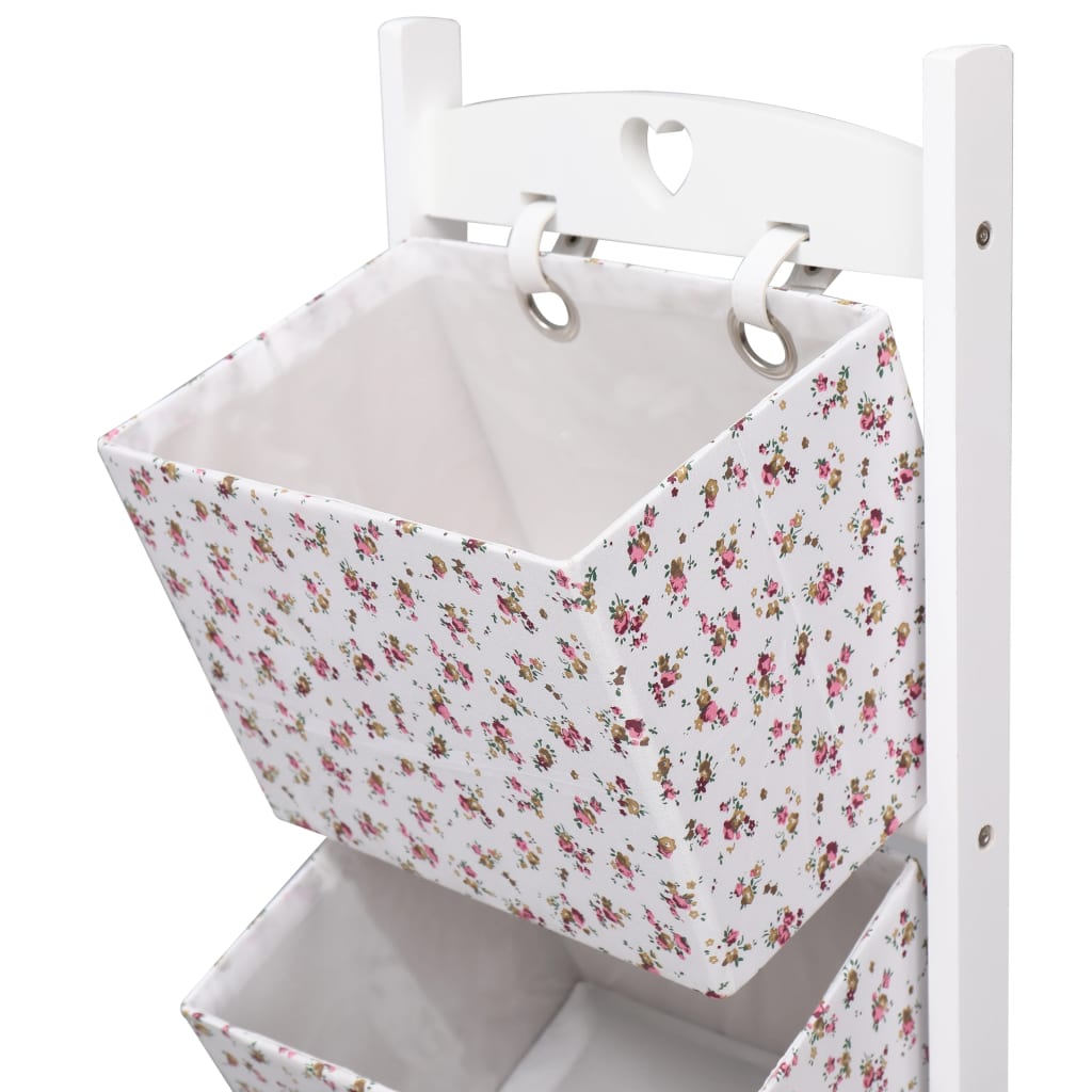 2-stufiges Korbregal Blumenmuster 35 x 35 x 72 cm Holz