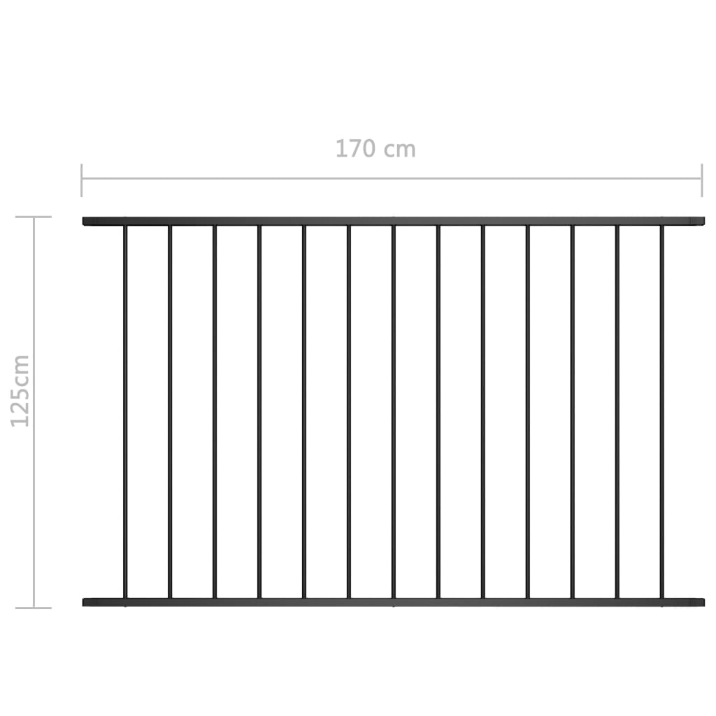 Zaunfeld Pulverbeschichteter Stahl 1,7 x 1,25 m Schwarz