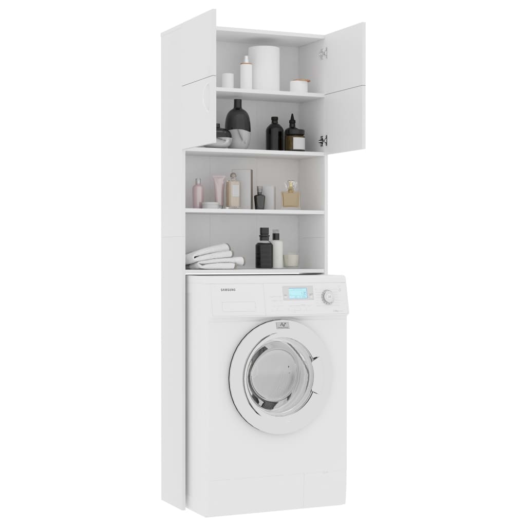 Waschmaschinenschrank Weiß 64x25,5x190 cm Holzwerkstoff