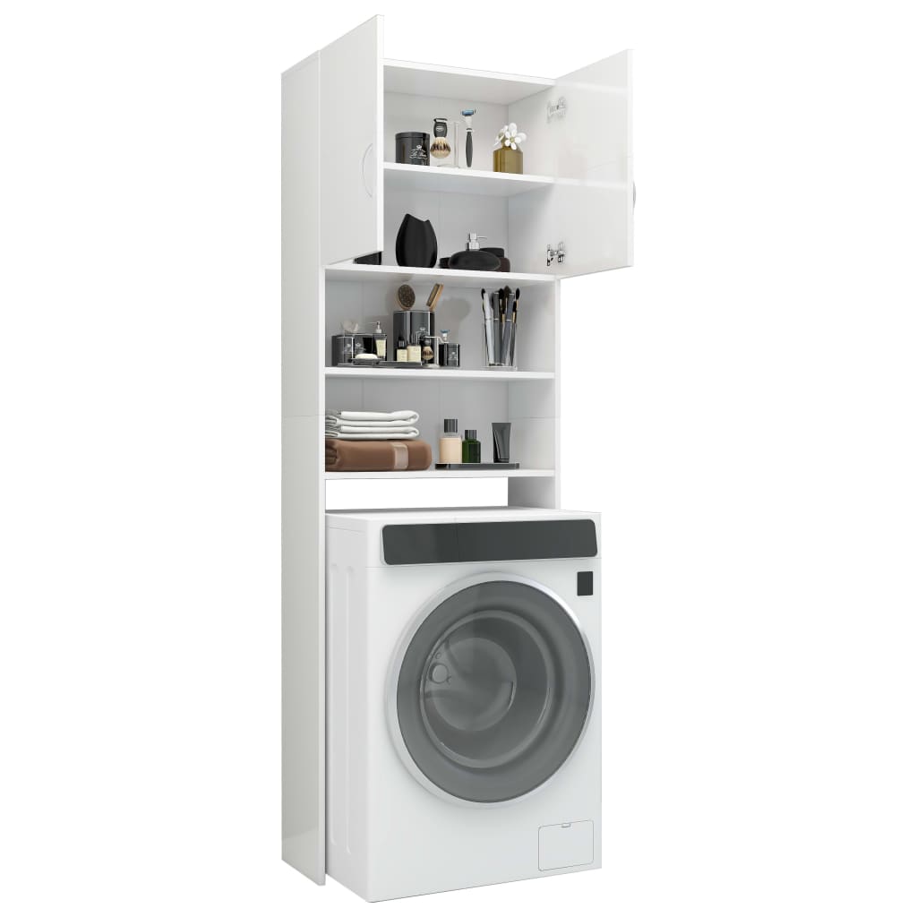 Waschmaschinenschrank Hochglanz-Weiß 64x25,5x190 cm