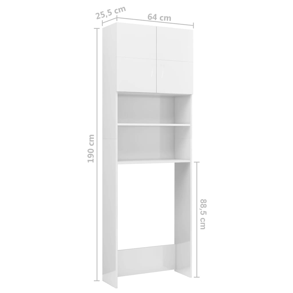 Waschmaschinenschrank Hochglanz-Weiß 64x25,5x190 cm