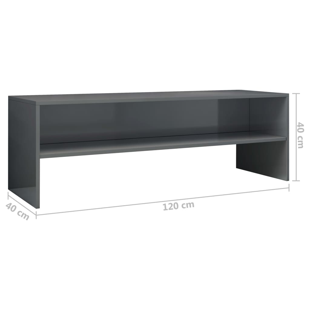TV-Schrank Hochglanz-Grau 120 x 40 x 40 cm Spanplatte