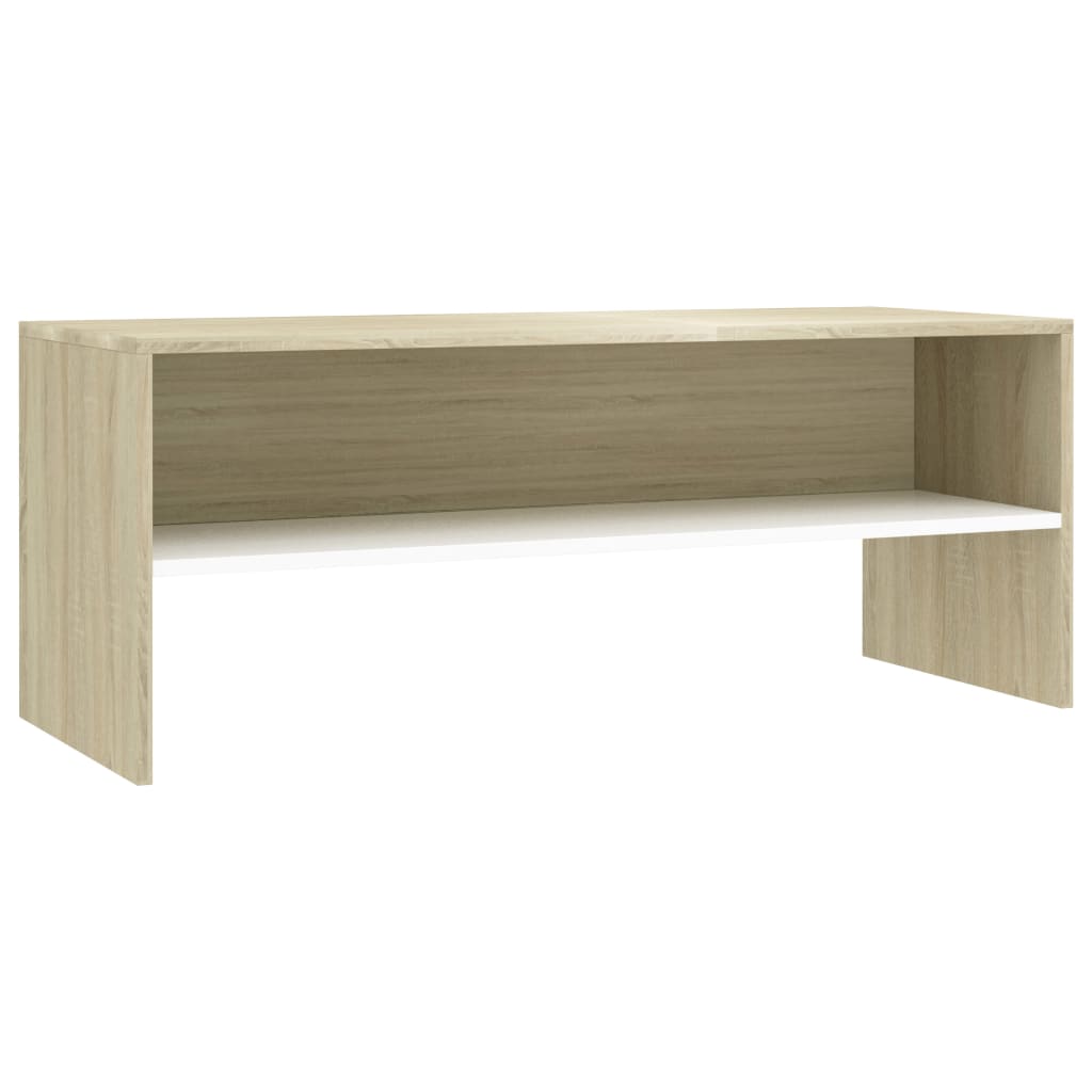 TV-Schrank Weiß und Sonoma-Eiche 100 x 40 x 40 cm Spanplatte