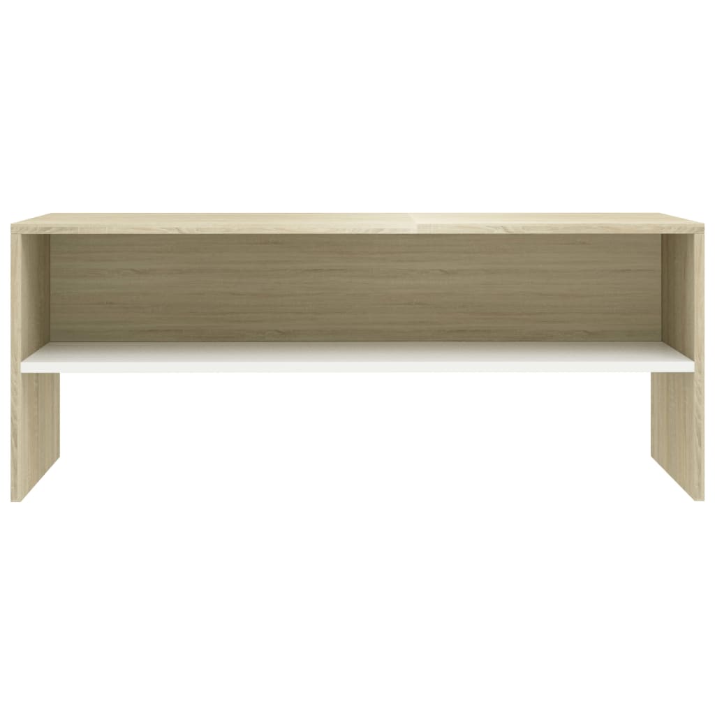 TV-Schrank Weiß und Sonoma-Eiche 100 x 40 x 40 cm Spanplatte