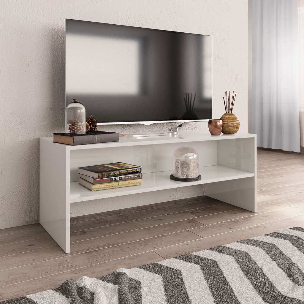 TV-Schrank Hochglanz-Weiß 100 x 40 x 40 cm Spanplatte
