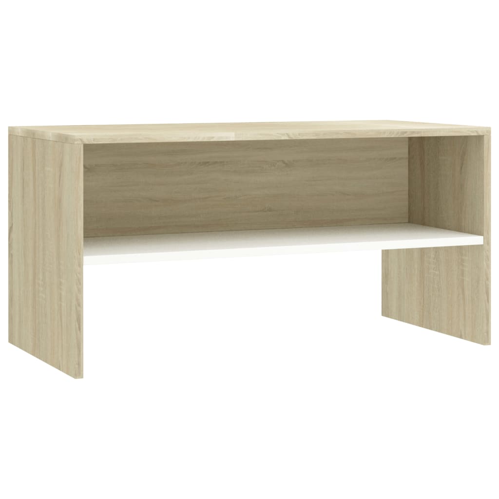 TV-Schrank Weiß und Sonoma-Eiche 80 x 40 x 40 cm Spanplatte